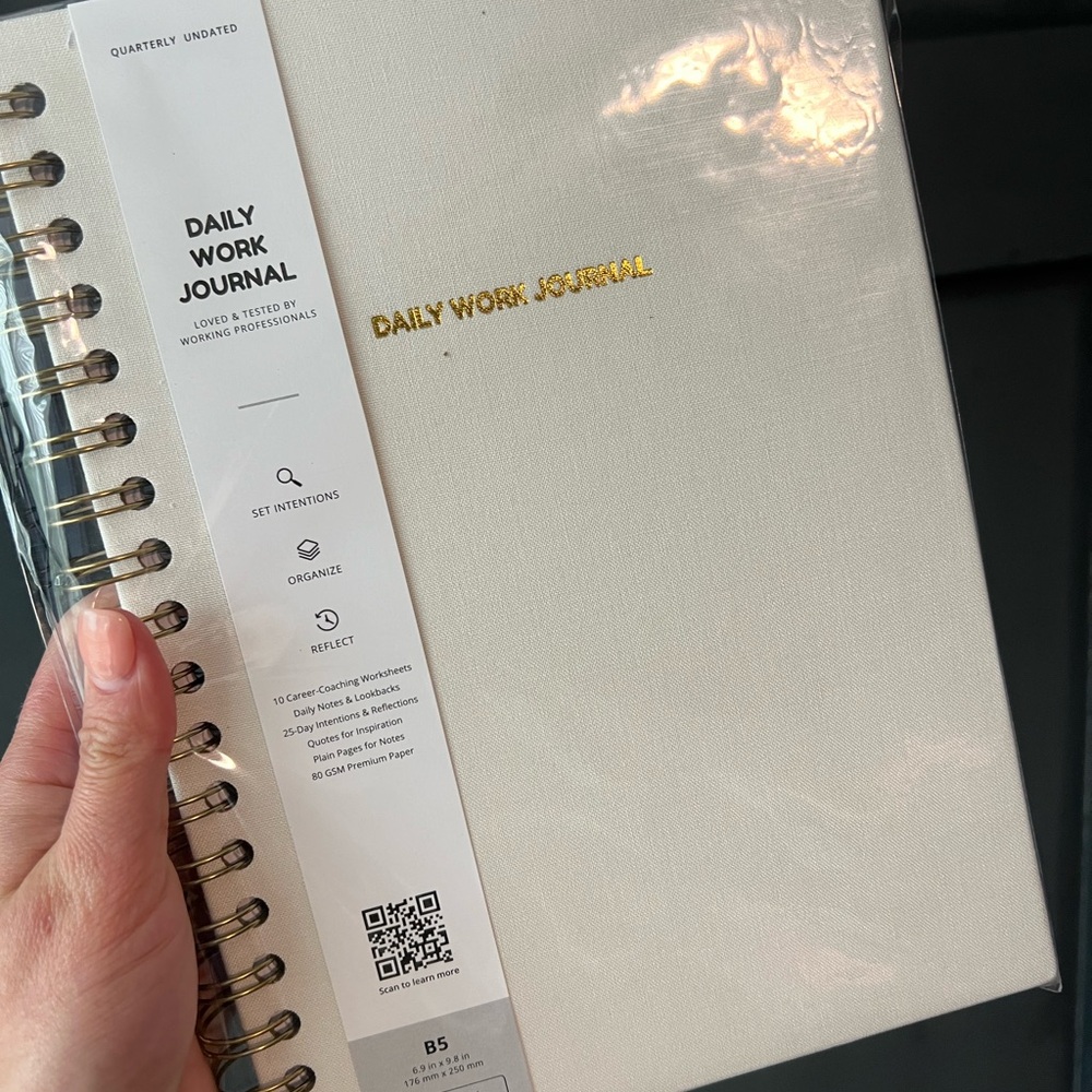 Cream Daily Work Journal with Gold Accents